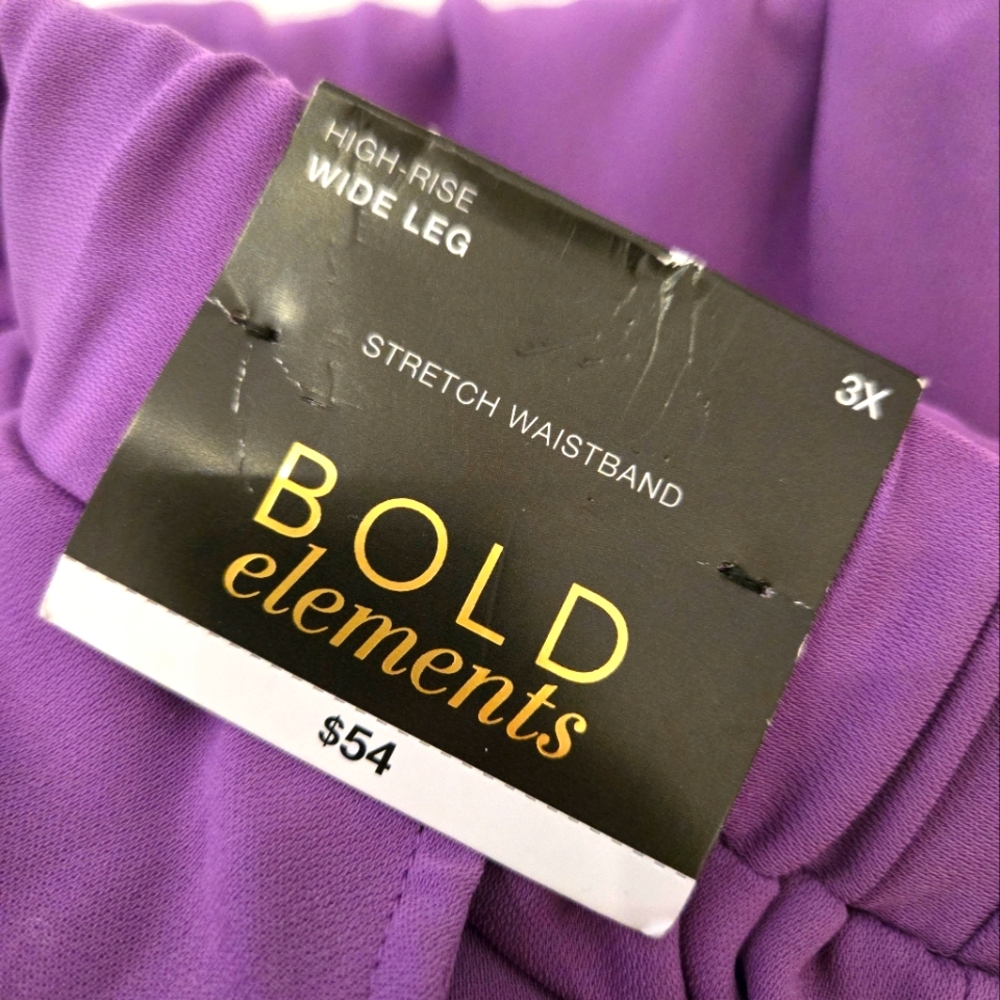 3X JC PENNY bold Elements Wide Leg Flowy Bottoms in Vibrant Purple